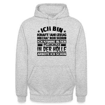 Kraftfahrzeugmechatronikerin Geschenk lustig Himme - Unisex Hoodie - Hellgrau meliert - Vorne - Alina (178cm) & Michal (187cm)