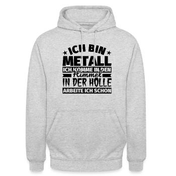 Metall Geschenk lustig Himmel Hölle - Unisex Hoodie - Hellgrau meliert - Vorne - Alina (178cm) & Michal (187cm)