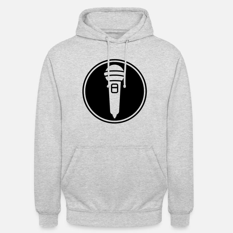 Icône du microphone - Sweat-shirt à capuche unisexe - gris clair chiné