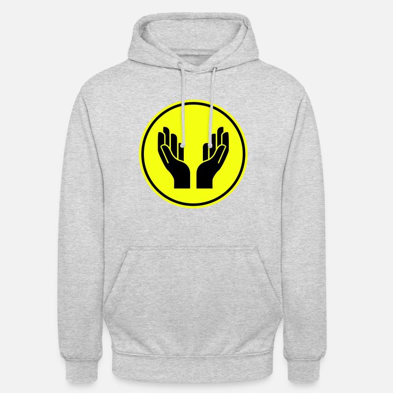 Icône d’icône de mains - Sweat-shirt à capuche unisexe - gris clair chiné