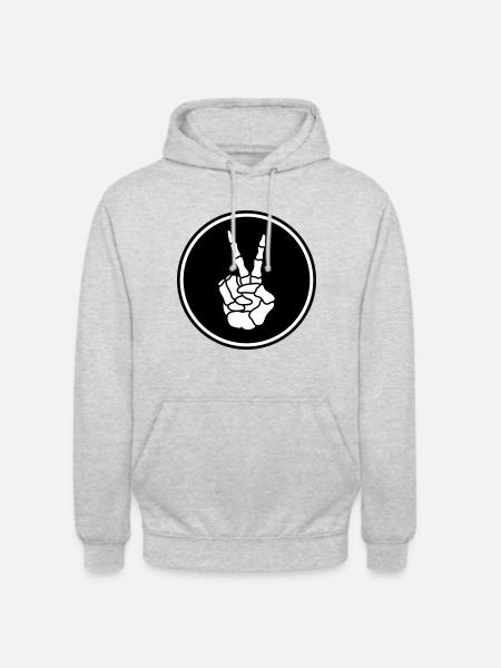 Hand frieden skelett - Unisex Hoodie - Hellgrau meliert
