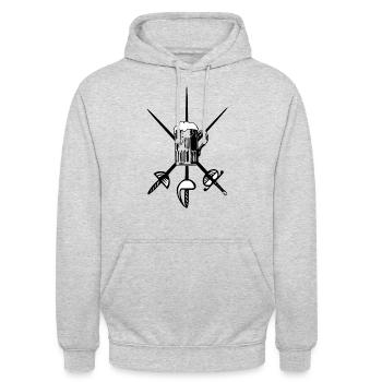 3 garcons - Sweat-shirt à capuche unisexe - gris clair chiné - Devant - Alina (178cm) & Michal (187cm)
