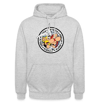 Astérix & Obélix Á l'aventure Avec Idéfix - Sweat-shirt à capuche unisexe - gris clair chiné - Devant - Alina (178cm) & Michal (187cm)