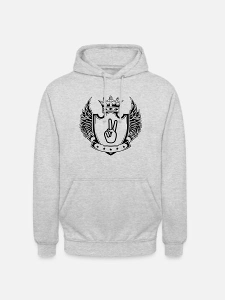 Hand Peace Wappen - Unisex Hoodie - Hellgrau meliert
