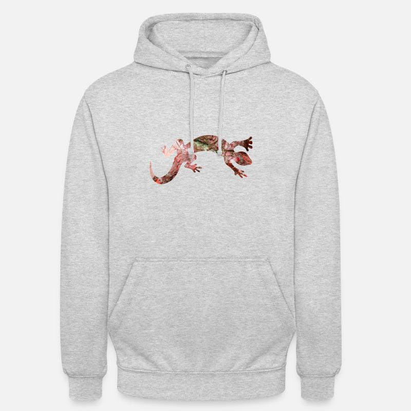 Rote Eidechse Reptil - Unisex Hoodie - Hellgrau meliert