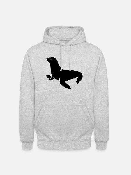 seehund tier - Unisex Hoodie - Hellgrau meliert