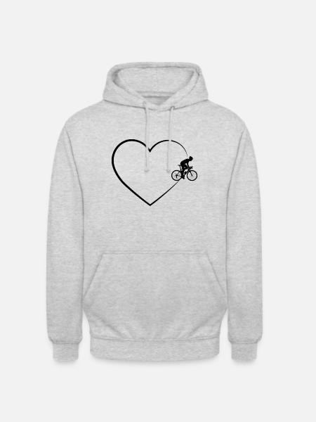 Heart 2 et le cyclisme - - Sweat-shirt à capuche unisexe - gris clair chiné