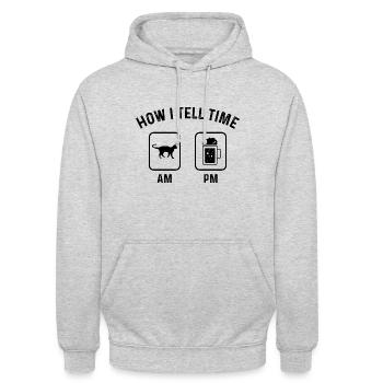 Wie sage ich Zeit am PM - (2) - Unisex Hoodie - Hellgrau meliert - Vorne - Alina (178cm) & Michal (187cm)