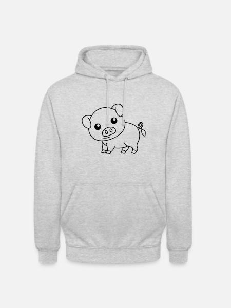 Cochon Comic Animal - Sweat-shirt à capuche unisexe - gris clair chiné