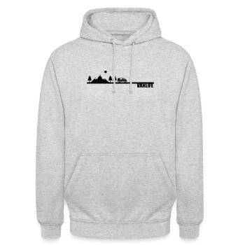 Van life paysage - Sweat-shirt à capuche unisexe - gris clair chiné - Devant - Alina (178cm) & Michal (187cm)
