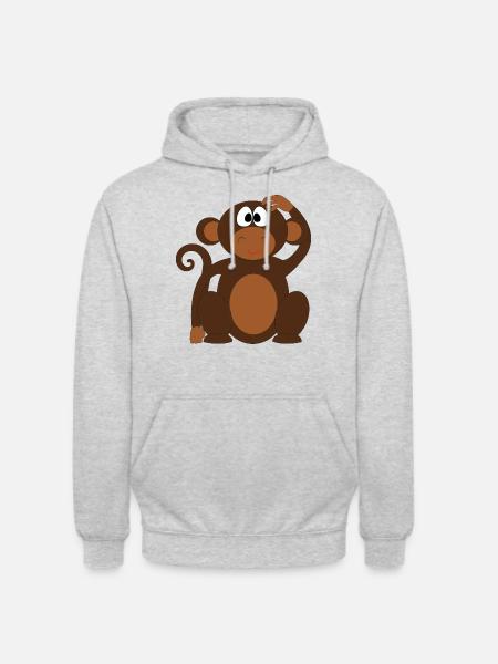 Monkey scratching his head - Unisex Hoodie - light heather grey