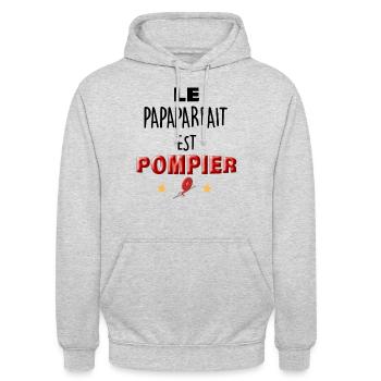 Papa pompier - Sweat-shirt à capuche unisexe - gris clair chiné - Devant - Alina (178cm) & Michal (187cm)