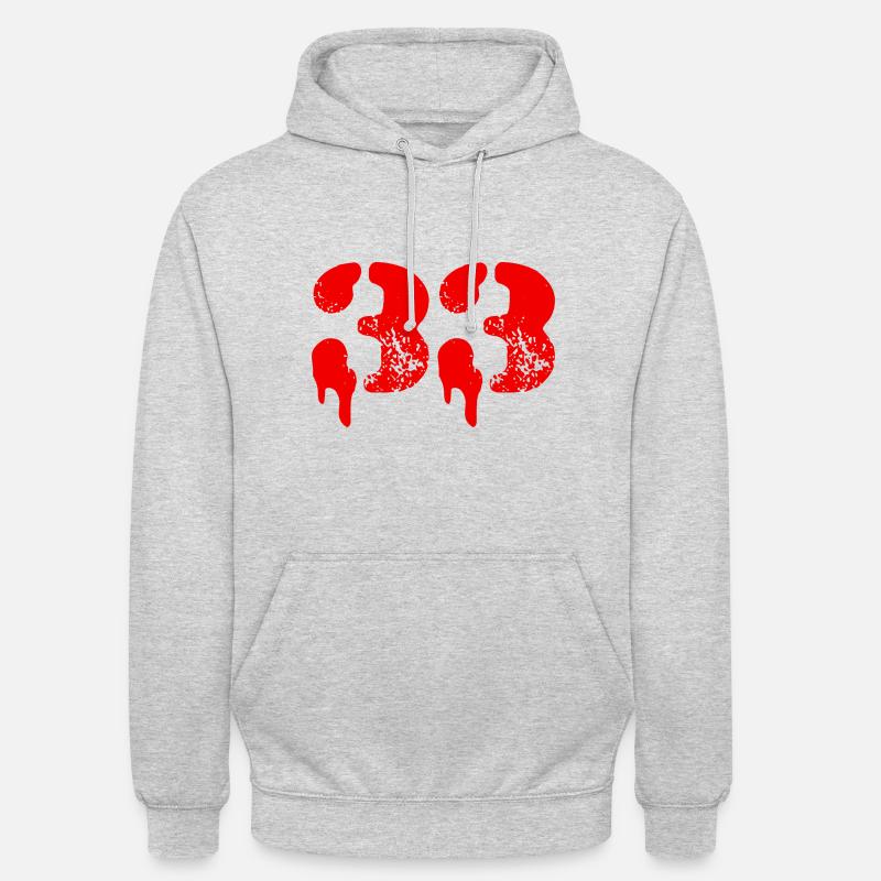33 Symbole numérique - Sweat-shirt à capuche unisexe - gris clair chiné