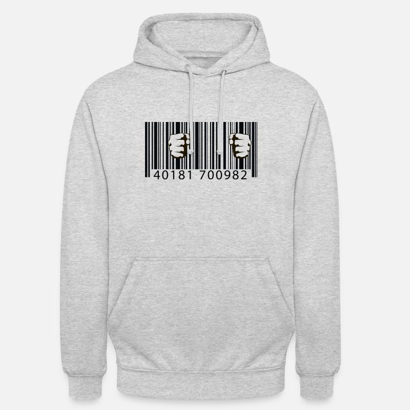Code-barres de prison - Sweat-shirt à capuche unisexe - gris clair chiné