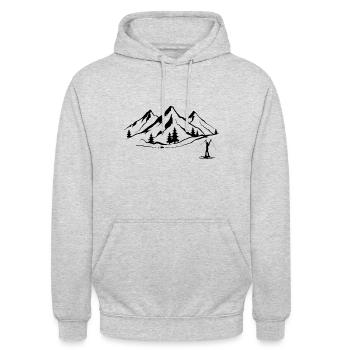 Montagne 1 et ski - - Sweat-shirt à capuche unisexe - gris clair chiné - Devant - Alina (178cm) & Michal (187cm)