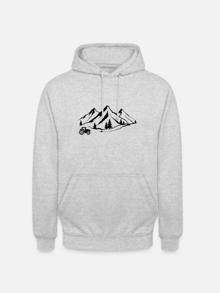Mountain 1 and Tractor - - Unisex Hoodie - light heather grey