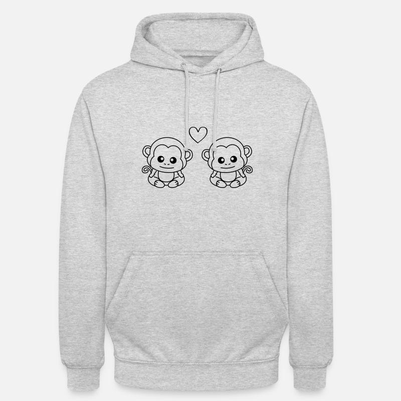 Monkey Comic Couple Love - Unisex Hoodie - light heather grey