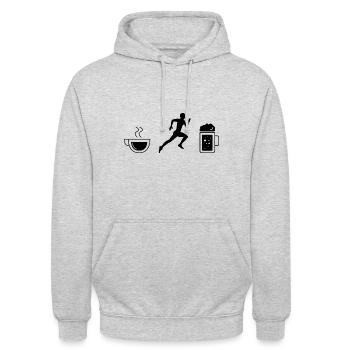 Kaffee Bier und Laufen - (2) - Unisex Hoodie - Hellgrau meliert - Vorne - Alina (178cm) & Michal (187cm)