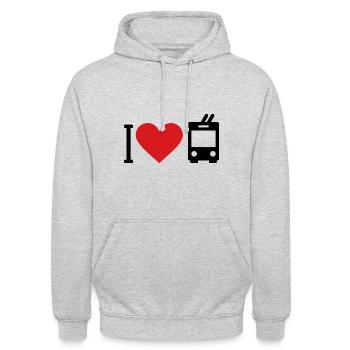Ich Liebe Trolleybus - Unisex Hoodie - Hellgrau meliert - Vorne - Alina (178cm) & Michal (187cm)