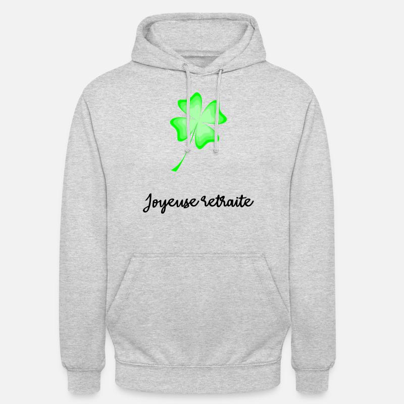 RETRAITE. BONNE RETRAITE. JOYEUSE RETRAITE. - Sweat-shirt à capuche unisexe - gris clair chiné