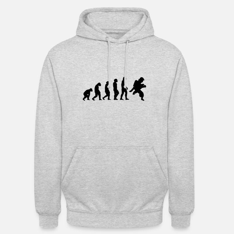 Evolution et pompier - - Sweat-shirt à capuche unisexe - gris clair chiné