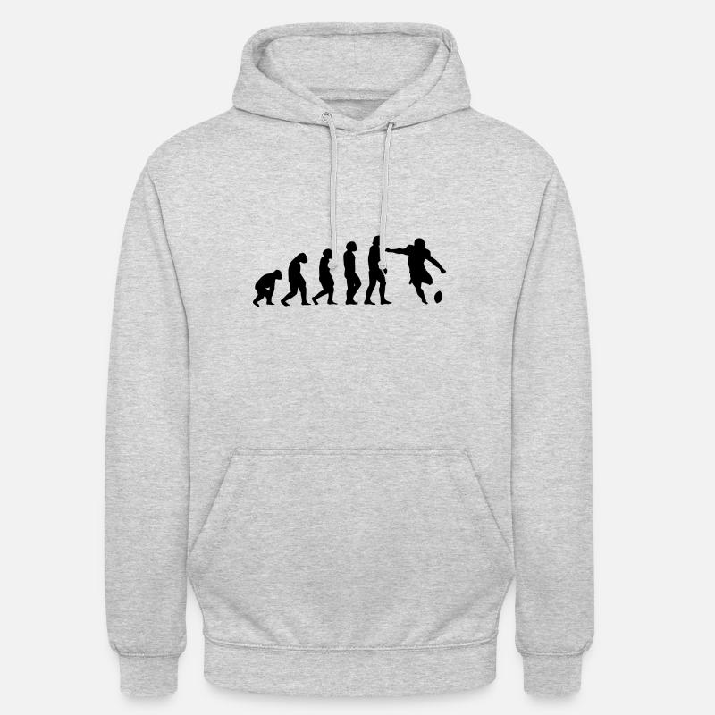 Evolution und Fußball - - Unisex Hoodie - Hellgrau meliert