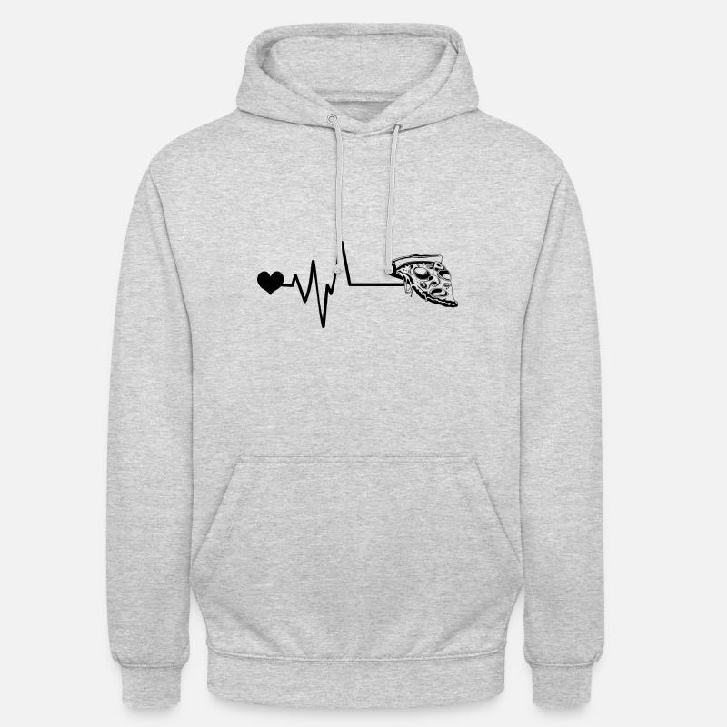 Pizza Pulse Coeur Amour - Sweat-shirt à capuche unisexe - gris clair chiné