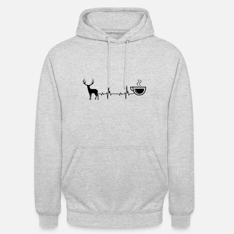 Heartbeat Coffee & Chasse - (3) - Sweat-shirt à capuche unisexe - gris clair chiné