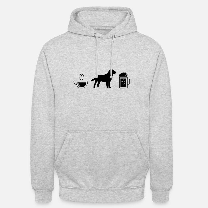 Café bière et chien - (5) - Sweat-shirt à capuche unisexe - gris clair chiné
