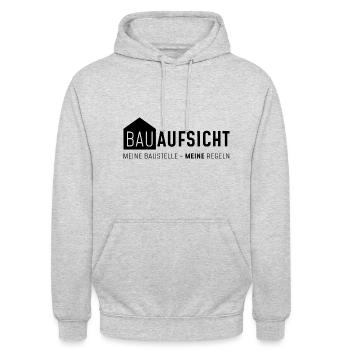 Bauaufsicht - meine Baustelle - meine regeln - Unisex Hoodie - Hellgrau meliert - Vorne - Alina (178cm) & Michal (187cm)