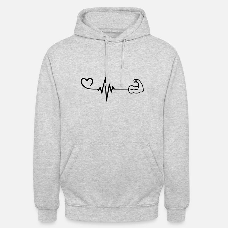 Muscle haltère cardiaque - Sweat-shirt à capuche unisexe - gris clair chiné