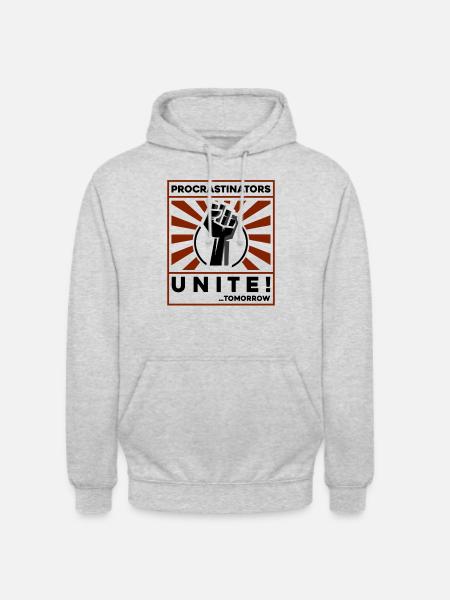 procrastinators unite! tomorrow! - Unisex Hoodie - Hellgrau meliert