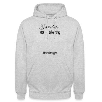 Gaesteliste 16 Geburtstag - Unisex Hoodie - Hellgrau meliert - Vorne - Alina (178cm) & Michal (187cm)
