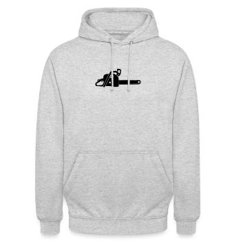Baumfäller Motorsäge Kettensäge - Unisex Hoodie - Hellgrau meliert - Vorne - Alina (178cm) & Michal (187cm)
