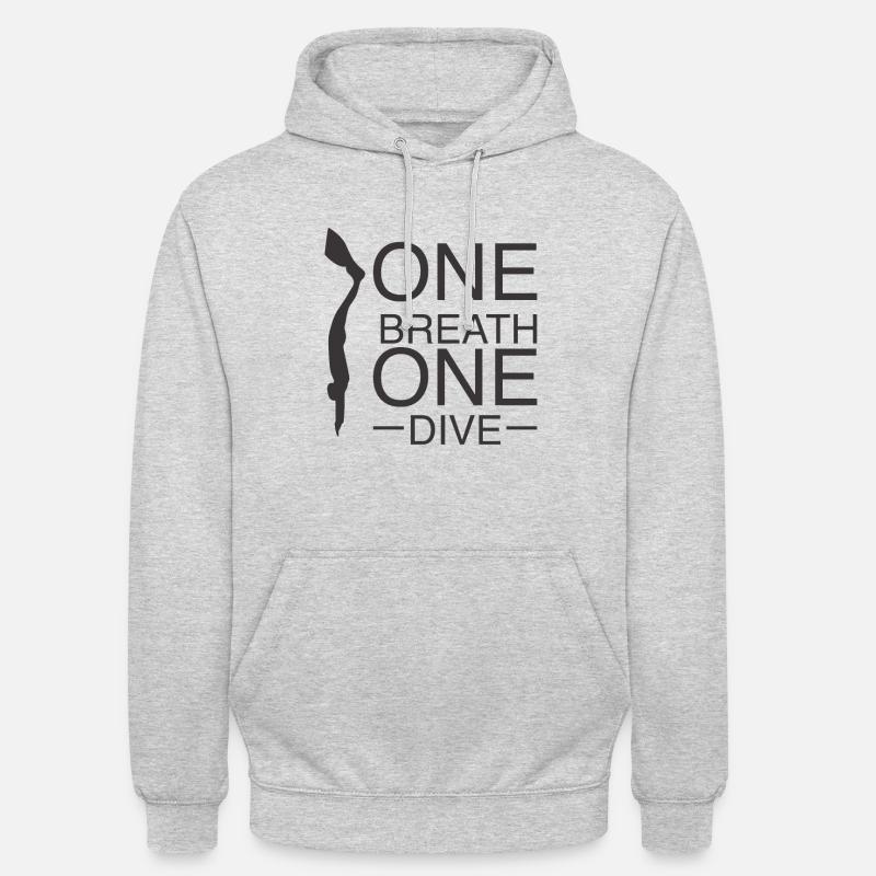 Une respiration Une plongée Apnée de plongée Apnée de plongée - Sweat-shirt à capuche unisexe - gris clair chiné