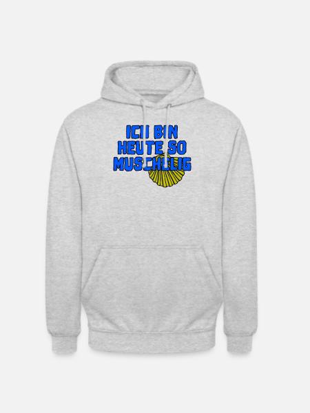 Ich bin heute so muschelig - Jakobsweg Pilger - Unisex Hoodie - Hellgrau meliert