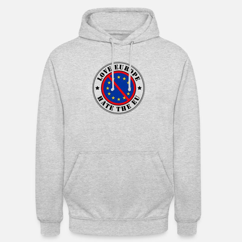 Anti EU - Love Europe Hate EU Stamp Brexit Dexit - Unisex Hoodie - light heather grey