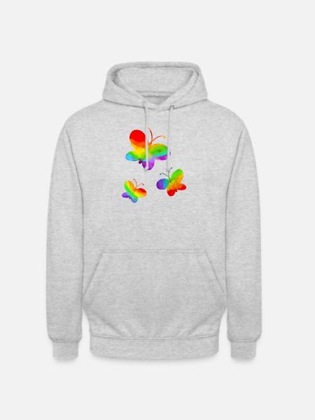 Butterfly LGBT Gay Pride CSD Rainbow - Unisex Hoodie - light heather grey