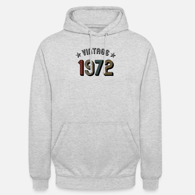 1972 retro födelsedag födelsedag - Luvtröja unisex - ljusgråmelerad