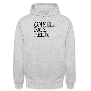 Onkel. Pate. Held. - Unisex Hoodie - Hellgrau meliert - Vorne - Alina (178cm) & Michal (187cm)