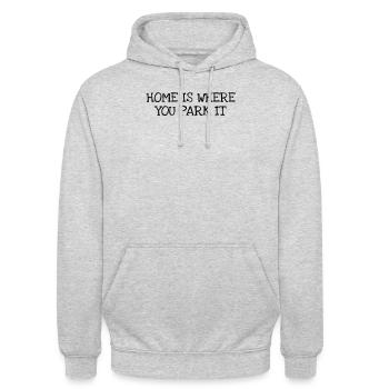 Home Is Where You Park It - Unisex Hoodie - Hellgrau meliert - Vorne - Alina (178cm) & Michal (187cm)