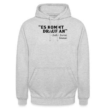 Jura Spruch - Unisex Hoodie - Hellgrau meliert - Vorne - Alina (178cm) & Michal (187cm)