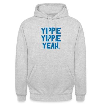 Yippie Yippie Ouais - Sweat-shirt à capuche unisexe - gris clair chiné - Devant - Alina (178cm) & Michal (187cm)