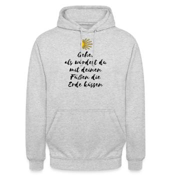 Jakobsweg - Unisex Hoodie - Hellgrau meliert - Vorne - Alina (178cm) & Michal (187cm)