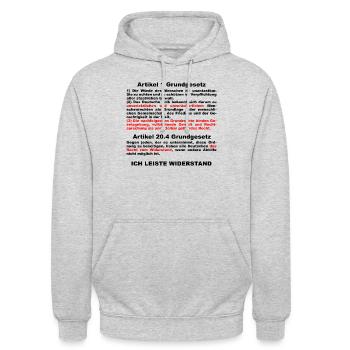 Protestshirt gegen die Abschaffung der Grundrechte - Unisex Hoodie - Hellgrau meliert - Vorne - Alina (178cm) & Michal (187cm)