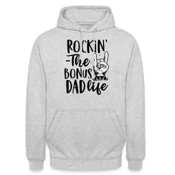 Rocking the bonus dad life - father's day gift - Unisex Hoodie - light heather grey - Front - Alina (178cm) & Michal (187cm)