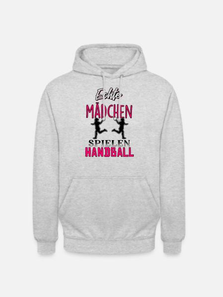 Echte Mädchen spielen Handball - Unisex Hoodie - Hellgrau meliert