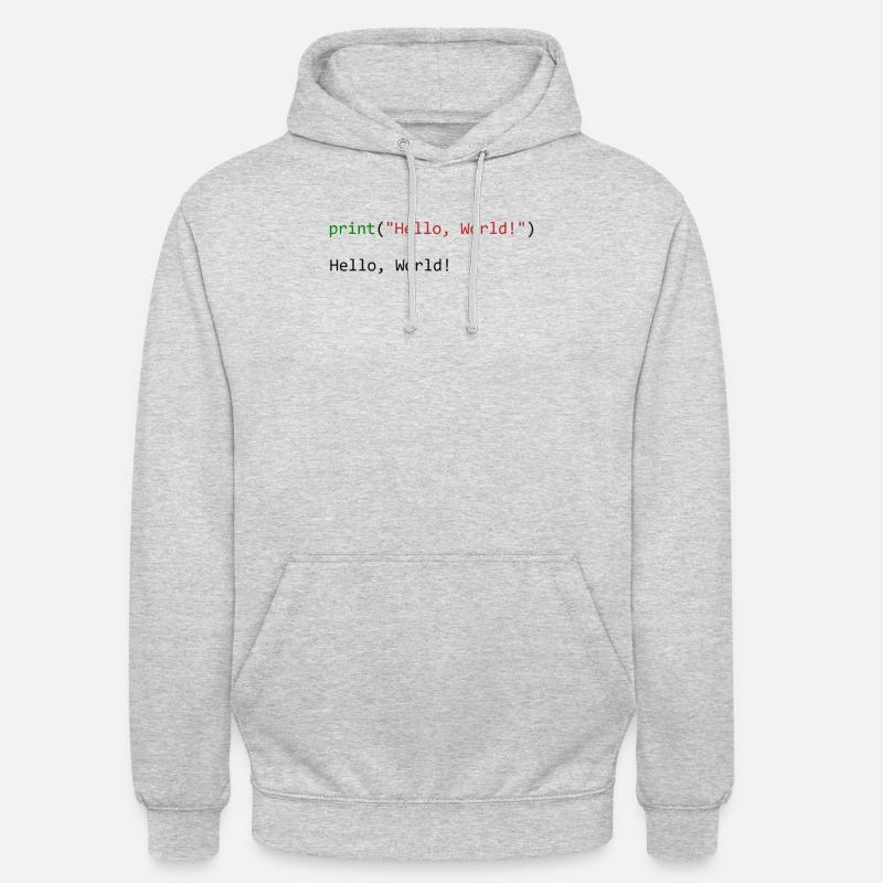 Hello World lustiges Geschenk Python Programmierer - Unisex Hoodie - Hellgrau meliert