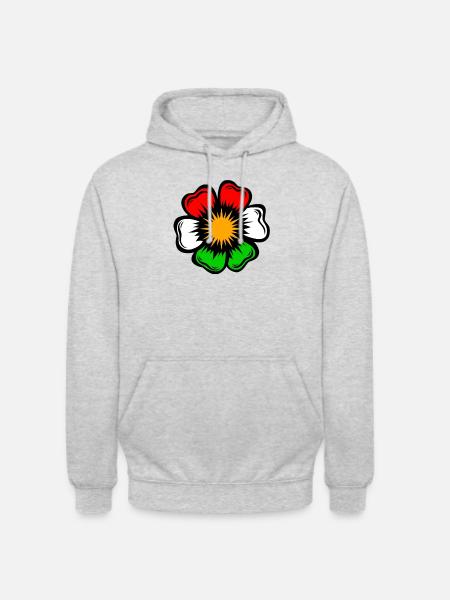 kurdistan flag kurdi azadi flower gül - Unisex Hoodie - light heather grey