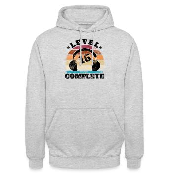 16 Geburtstag 16 Jahre Sechzehn Geschenk Gamer - Unisex Hoodie - Hellgrau meliert - Vorne - Alina (178cm) & Michal (187cm)